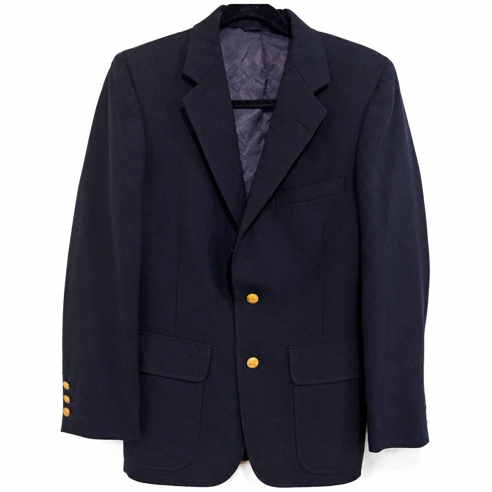 American Craftsmen Men's Navy Solid Blazer 2-Button Notch Lapel Single Vent